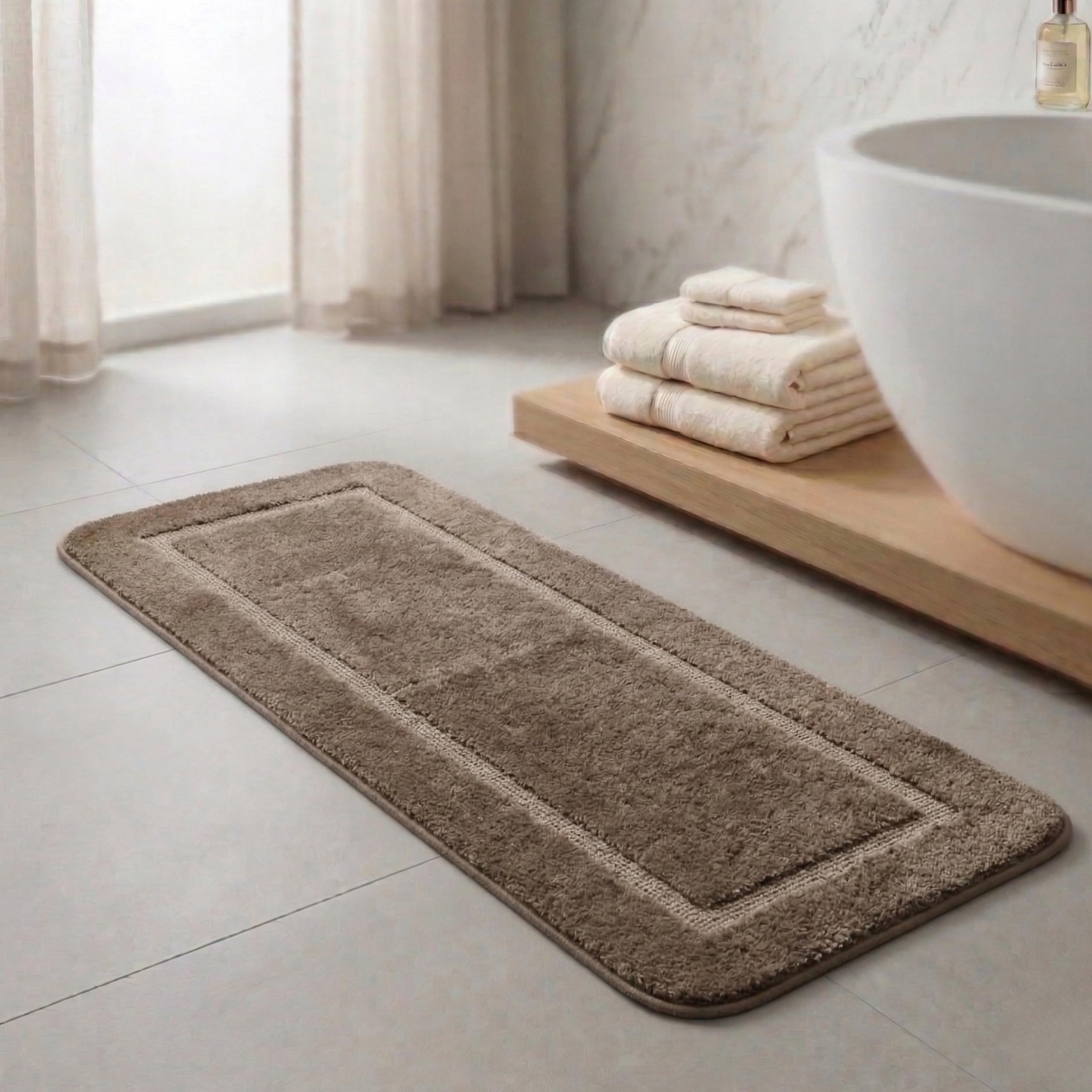 Saral Home - Good Morning Mat, Soft, Anti-Skid, Washable, Water Absorbent, Quick Drying, All time usable Bathmat/Doormat/Runner. Slip-Resistant Backing for Everyday Safety.(Beige. 40x120 cm)-image-31