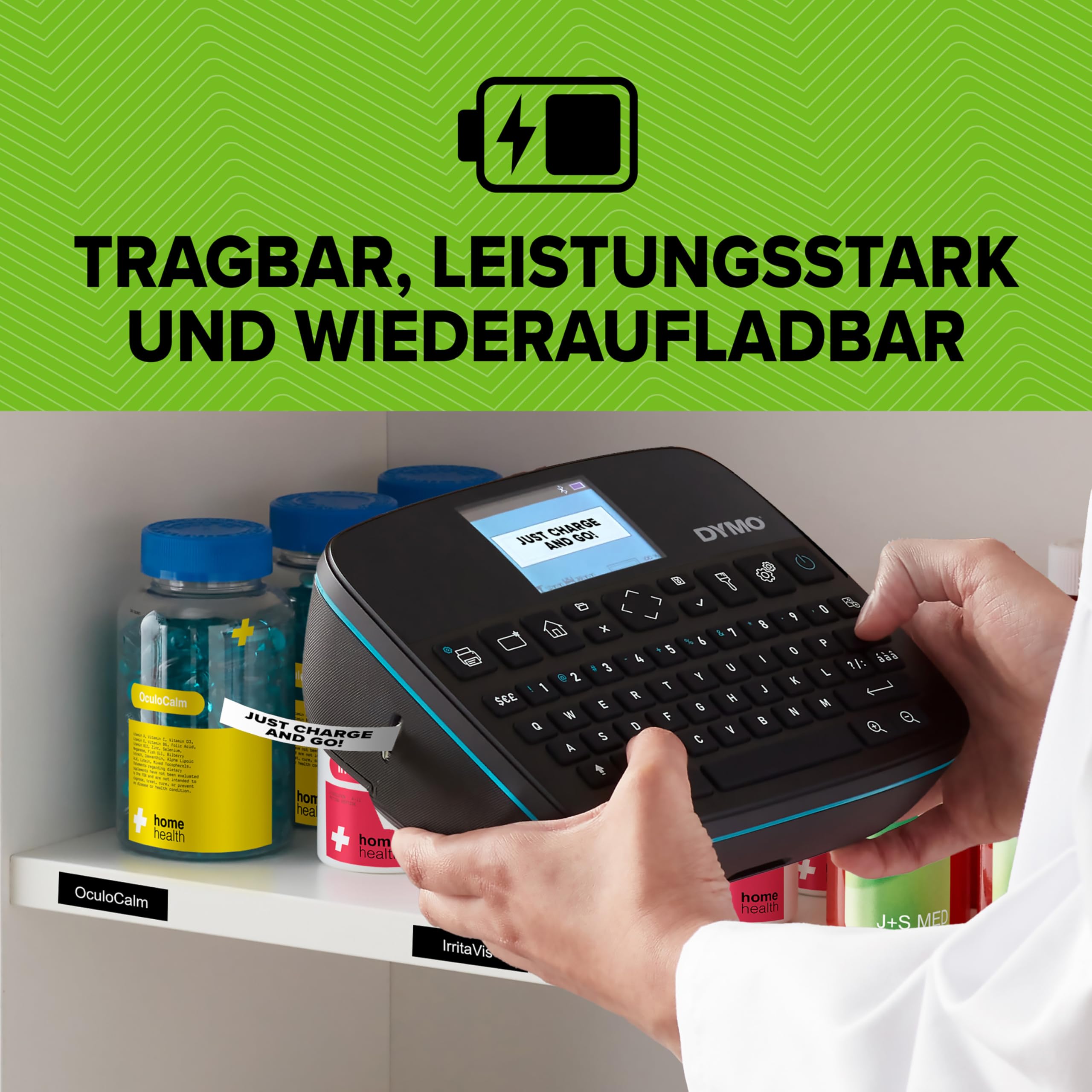 DYMO LabelManager Executive 640CB - Stampante per etichette portatile con borsa per il trasporto e 3 nastri per etichettatura, con tastiera QWERTZ, connettività Bluetooth e USB, compatibile con D1