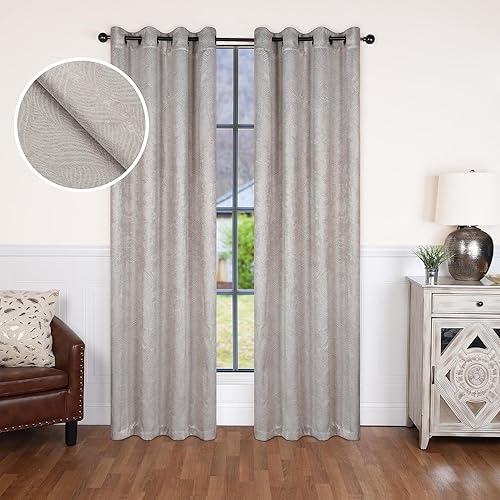 Miniatura 10 de Superior Cortinas opacas, detalles de ventana para oscurecer la habitación, bloqueo solar, térmicas, modernas ondas geométricas con ojales, juego de