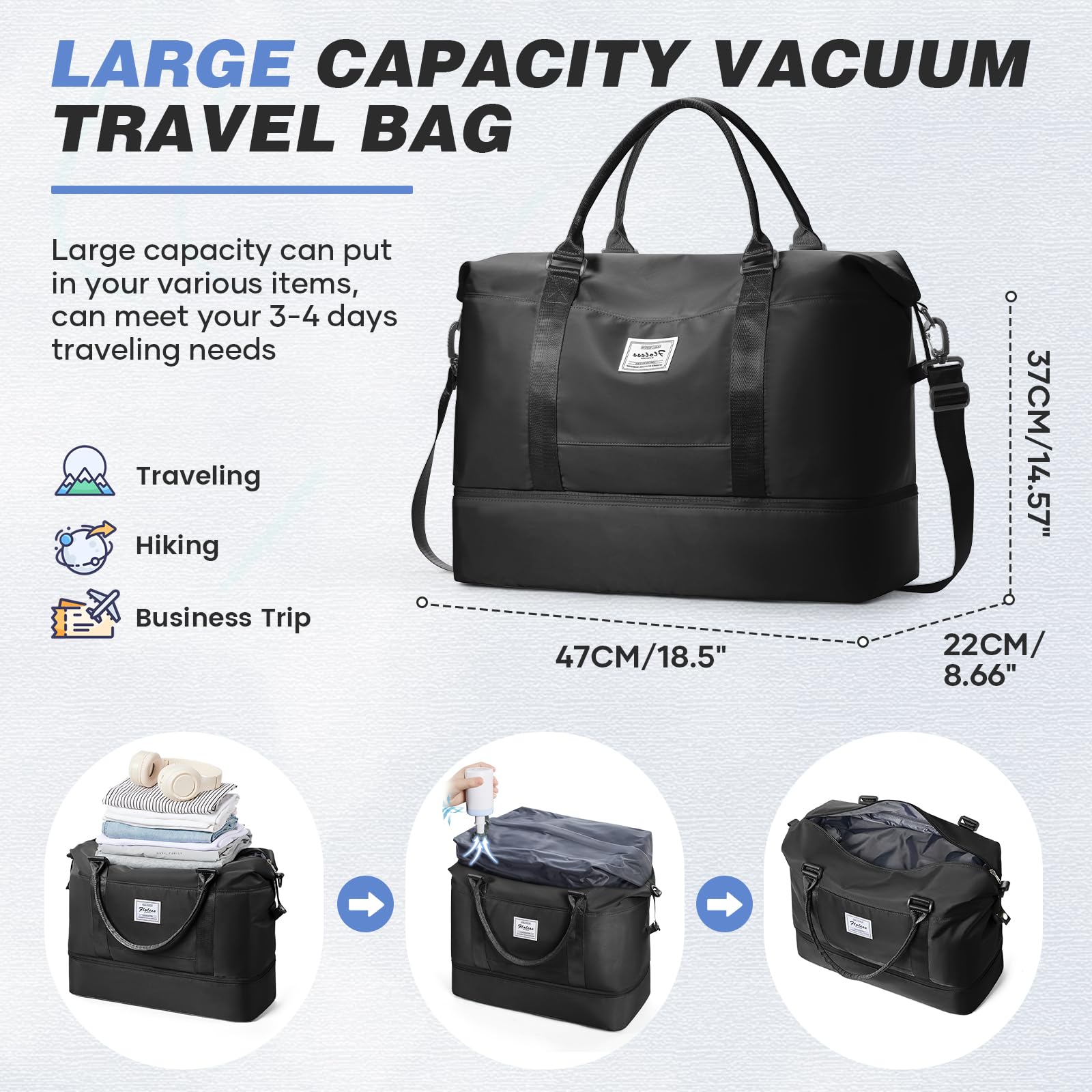 SEAFEW Cabin Bag 40x30x20 for New Ryanair/Wizz Travel Hand Luggage for Easyjet Airplane Underseat 45X36X20 Carry on Weekend Overnight Bag Sport Gym Tote Mum Hospital Bags for Women Men with Shoe Pouch