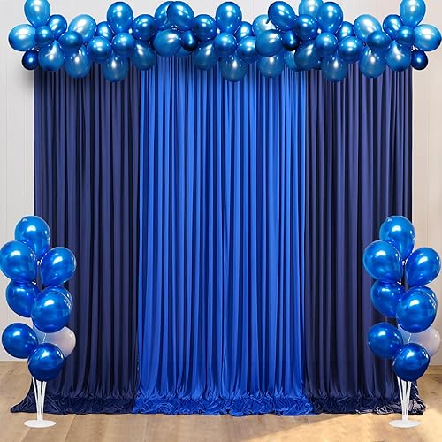 Cortinas tipo telón de fondo de 20 x 10 pies, color azul rey y azul marino para fiestas, bodas, baby shower, fiesta de cumpleaños, fondo de