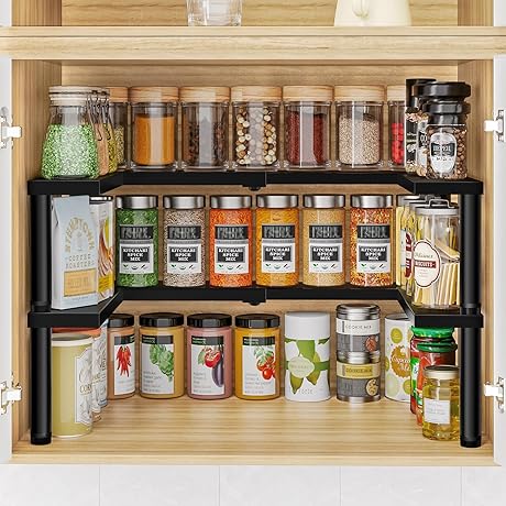 THYGIFTREE Expandable 2-Tier Spice Rack Organizer for Cabinet - Your Culinary Symphony's Maestro