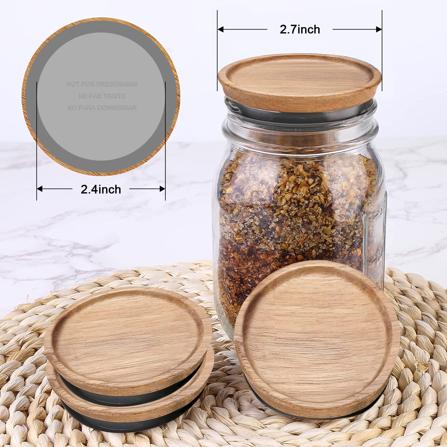 Bocaux de rangement en verre et bois couvercle hermétique Atmosphera - Bocal hermétique 1 Litre - Maison