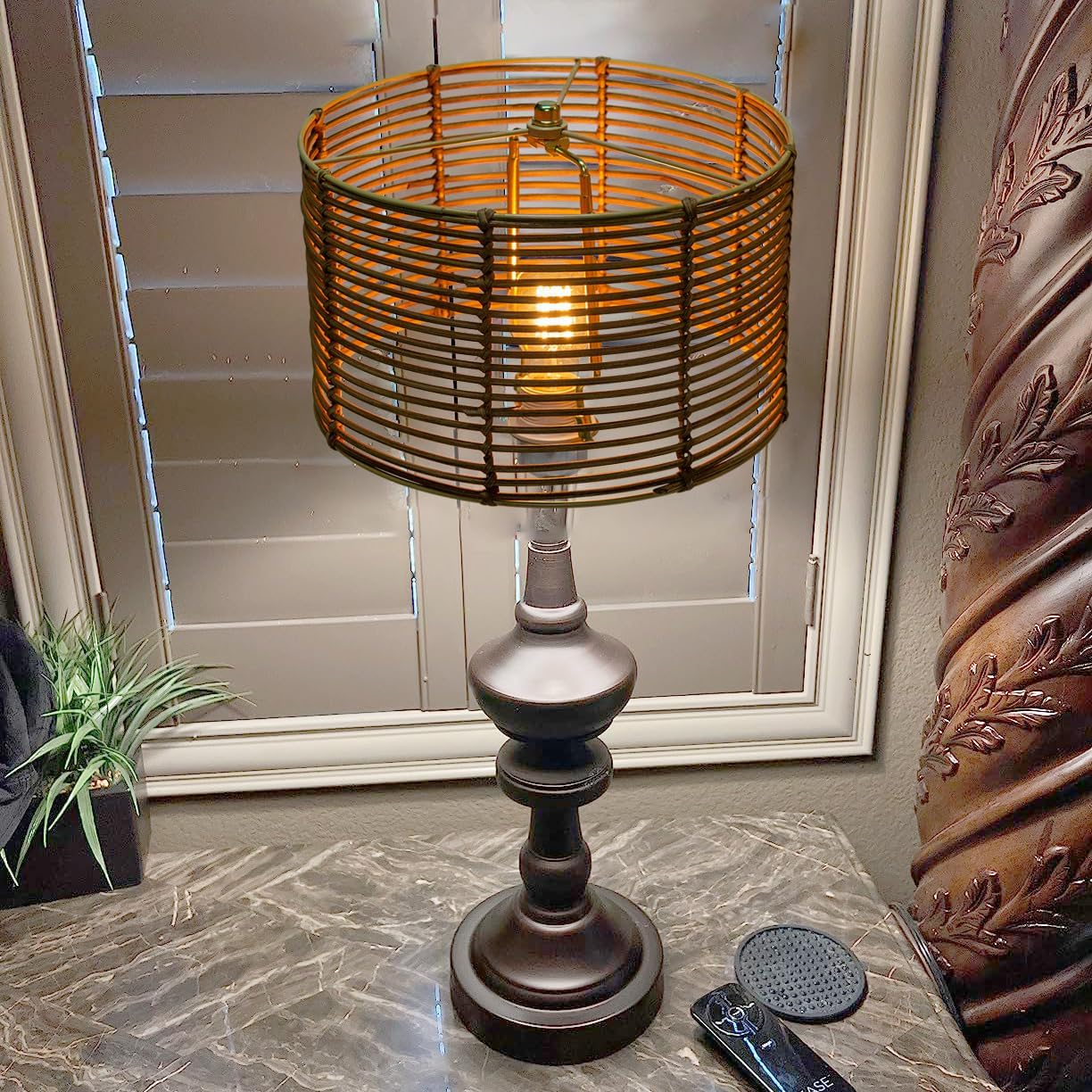 Lampshade Lamp shades-Natural Rattan Drum lampshades with woven wicker strong round design, Ideal for Table & Floor Lamps - Hand Crafted - Farmhouse Decor