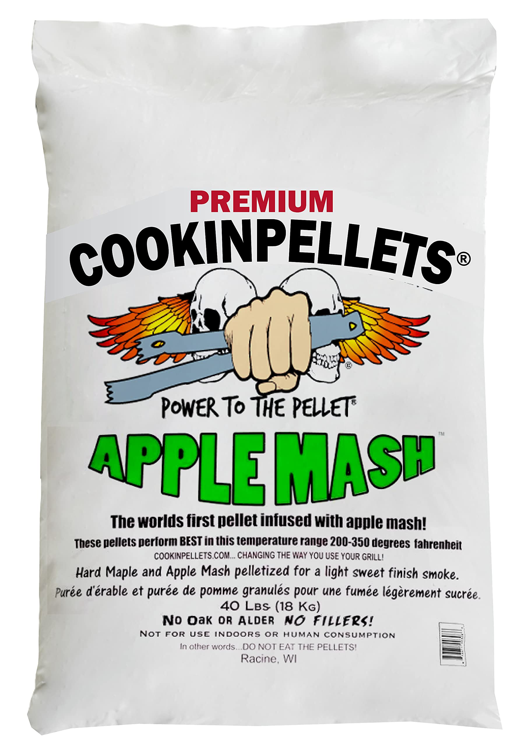CookinPellets Premium Apple Mash and Hard Maple Natural Hardwood Light Sweet Smoke BBQ Grill Wood Pellets for Pellet Grill & Pellet Smoker, 40 Lb Bag