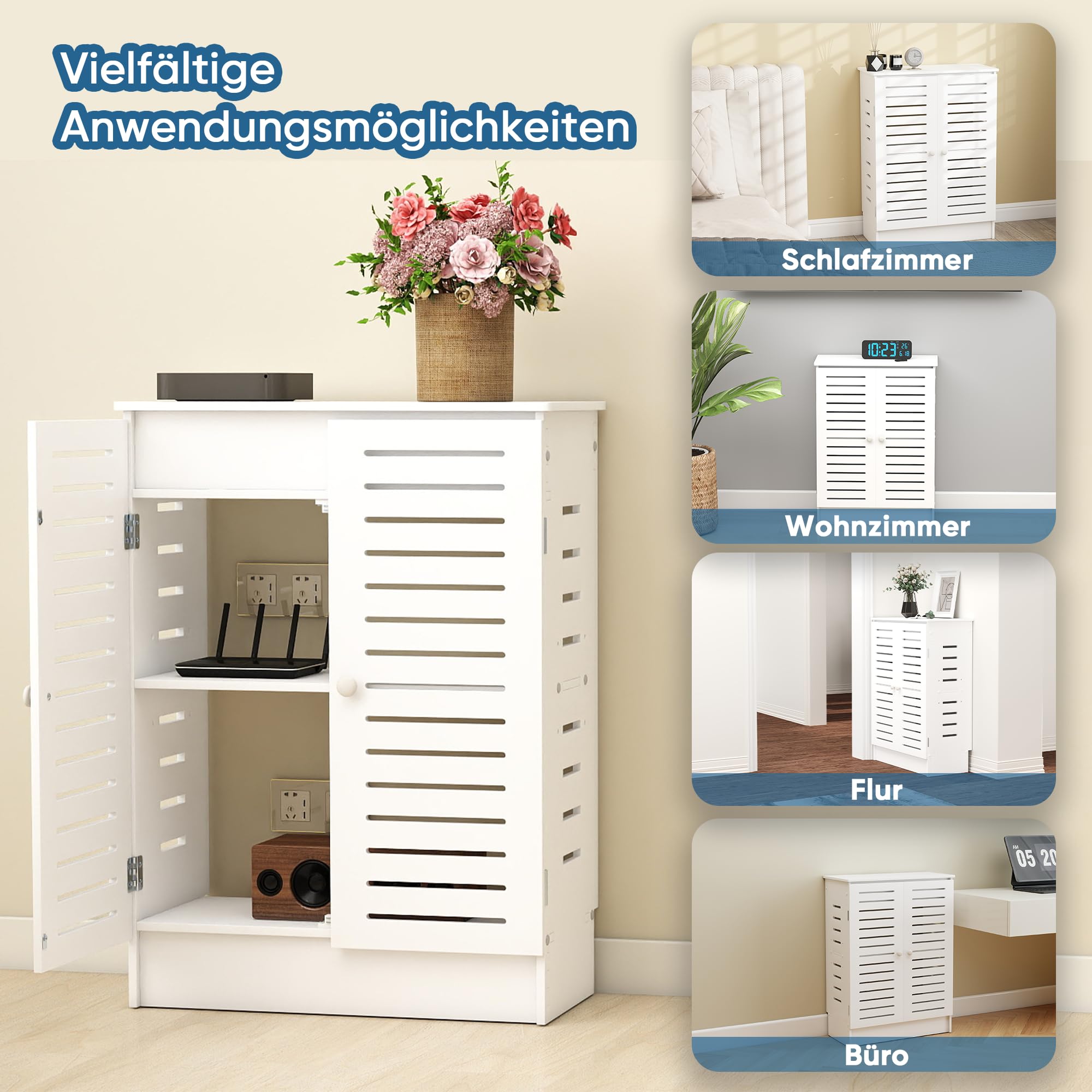 MYOYAY WLAN Router Aufbewahrungsschrank, Holz Platte Router Regalkastenschrank, Belüfteter Routerkasten, Modem Kabelmanagement Box, Router Abdeckung für Das Wohnzimmer Im Schlafzimmer Zu Hause