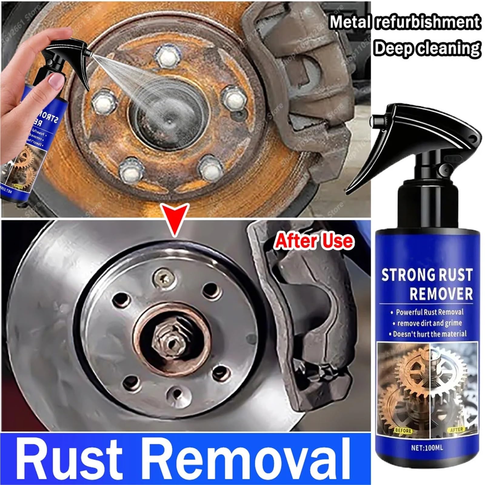 Pompa spryskiwacza Odrdzewiacz samochodowy czysty metal żelazny Prowder Auto rura wydechowa odrdzewiacz Spray środek do usuwania plam pielęgnacja piasty koła Pompa płynu(3pcs)