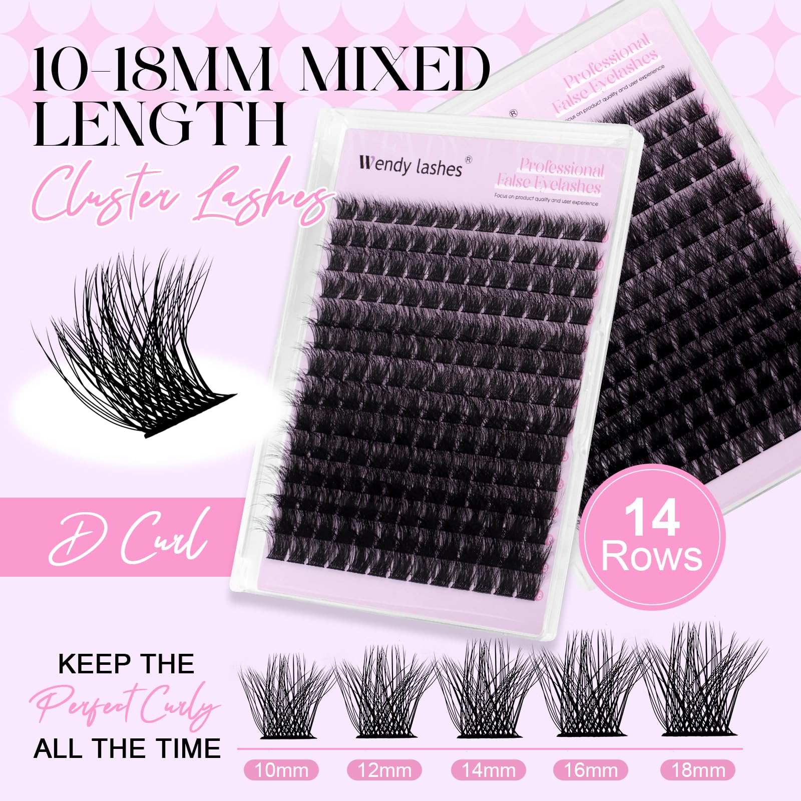 Cluster Lashes 3D Effect Individual Eyelashes Natural B-10-18mm Mixed Wispy Lash Clusters Reusable DIY Lash Extension at Home(FKDP-lash-B-3D) - Image 2