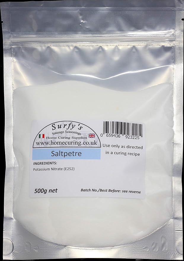 Saltpetre Food Grade 99 5 Purity 500g Potassium Nitrate Powder For Meat Curing Surfy S Branded Amazon Co Uk Grocery