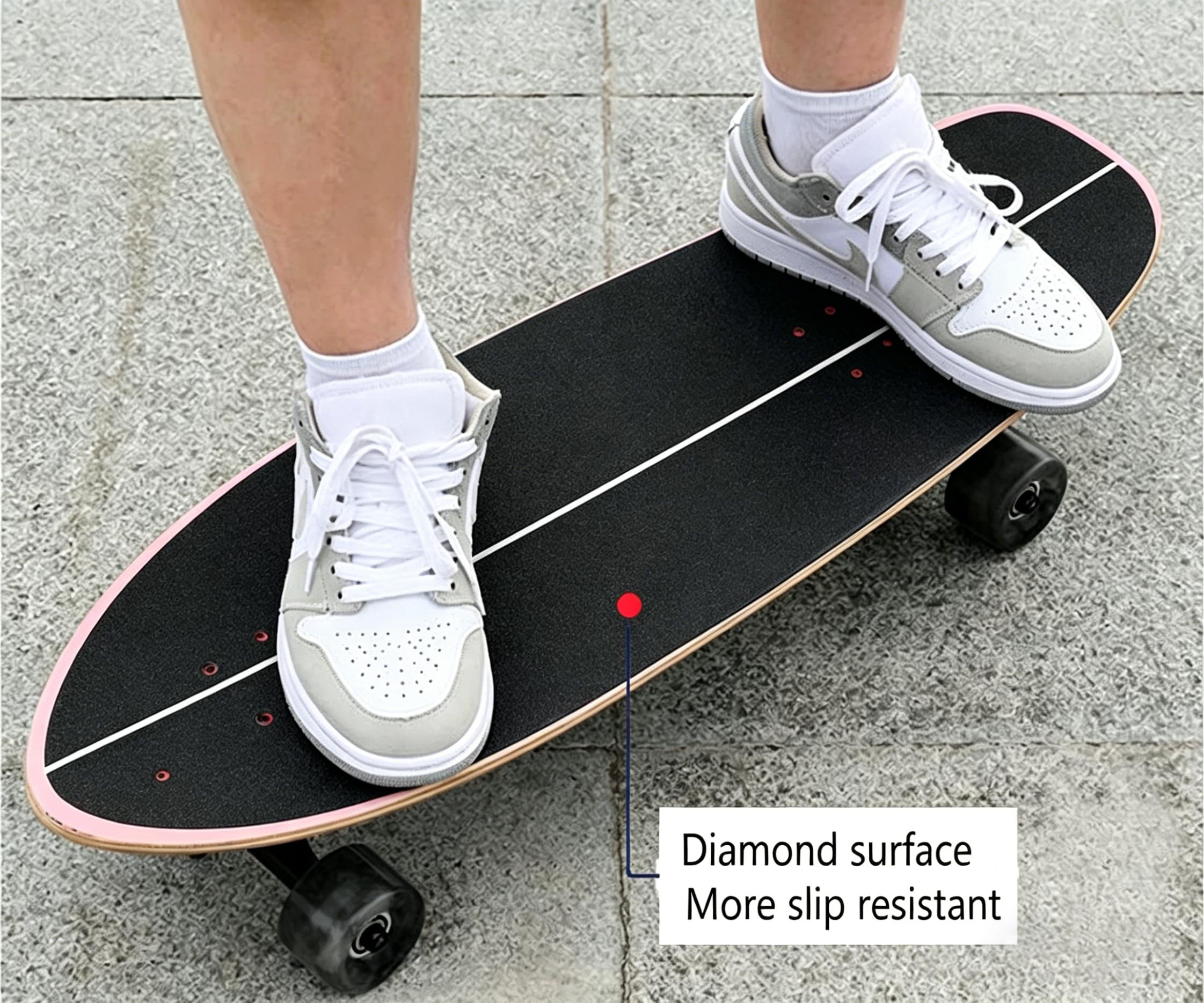 Surf Skateboards Planche à roulettes 76,2 x 24,1 cm pour jeunes débutants Double Kick Deck pour filles ou garçons