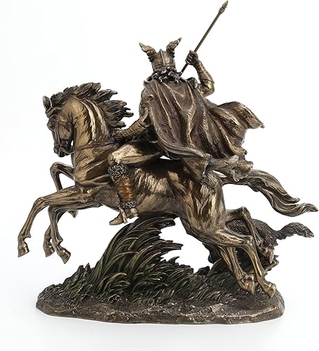 Miniatura 6 de Veronese Design Odin Riding Sleipnir Escultura seguida por el lobo