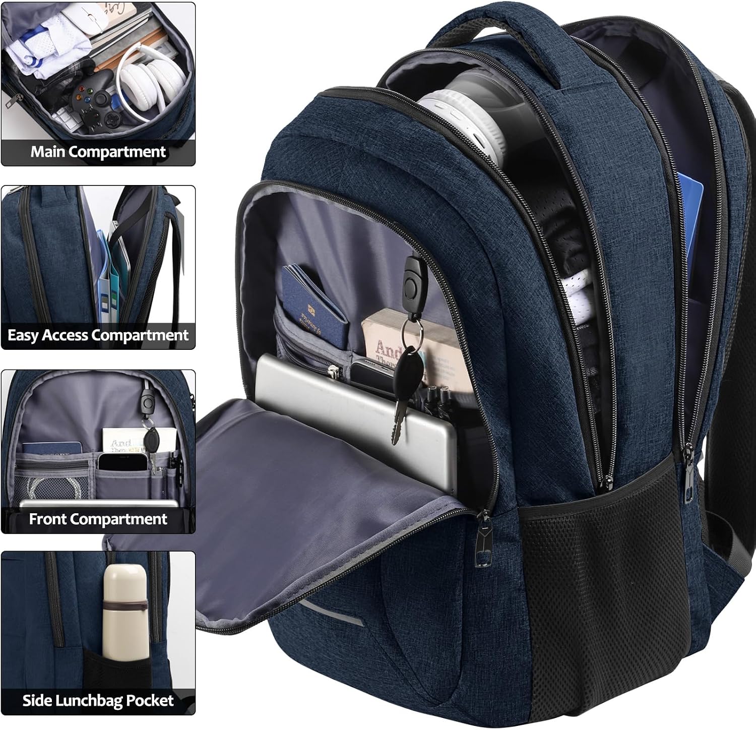 BIKROD Backpack for Men Women, School Backpacks for Teen Boys, Business Anti Theft Sturdy Travel Laptop Backpack, Water Resistant 15.6 Inch Computer Bag Gift, Blue image 2