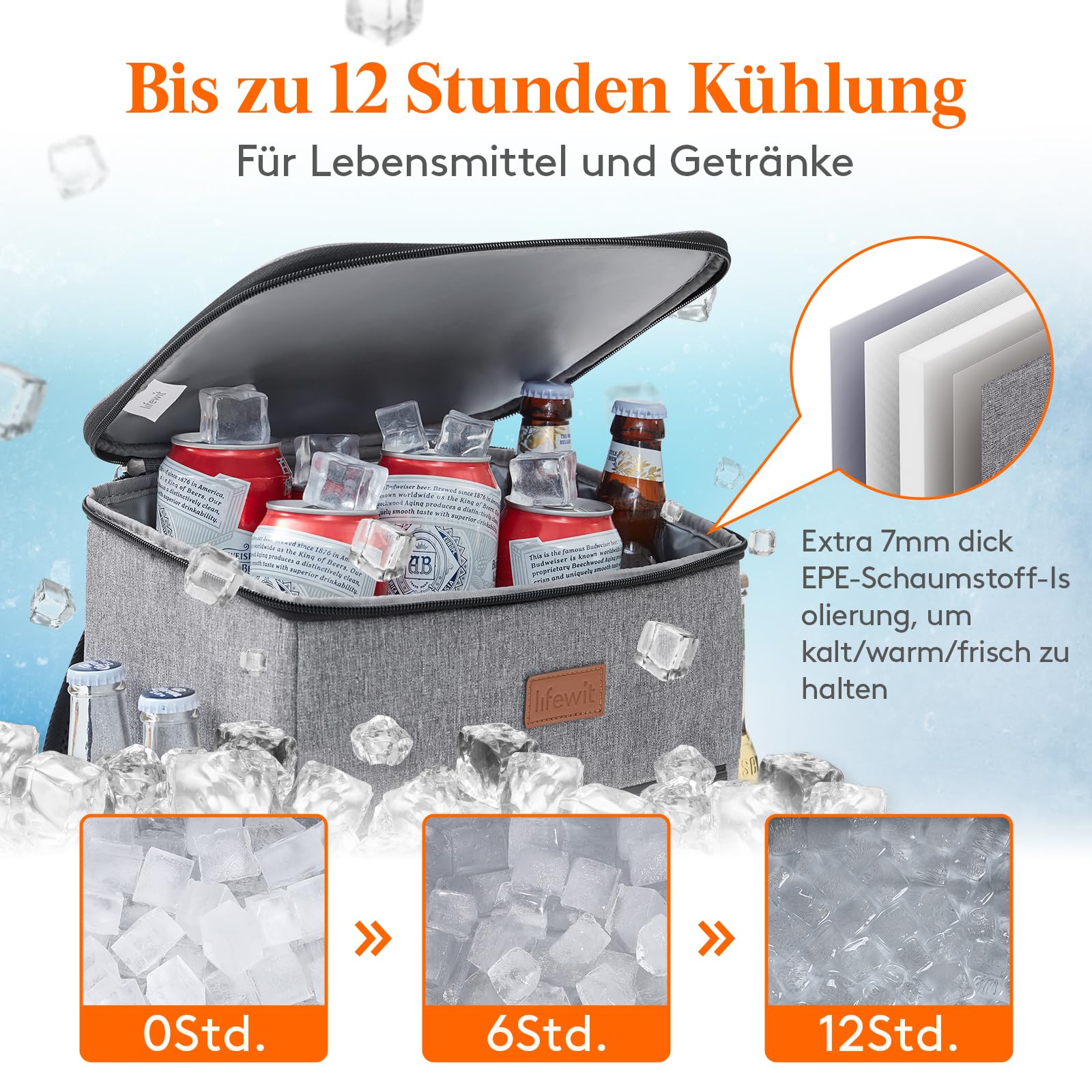 Lifewit 21L 30 Dosen Kühl Rucksack Kühlrucksack Kühltasche Picknicktasche Groß Isoliert Cooler Bag Männer Frauen für Strand, Picknick, Camping, BBQ, Wandern