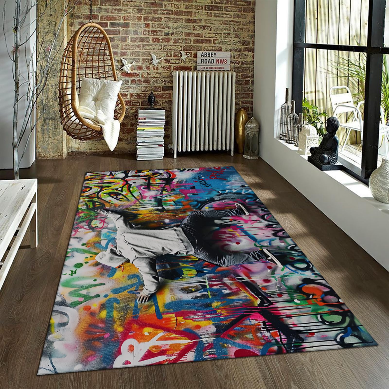 Tapis rue graffiti pop art lavable idéal pour une chambre d'ado