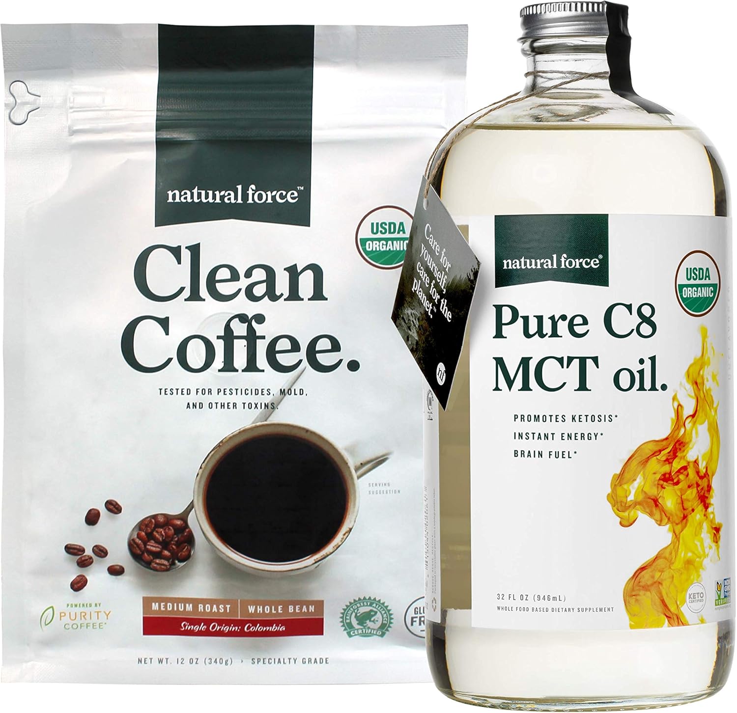 Natural Force Clean Coffee + Organic Pure C8 MCT Oil Bundle