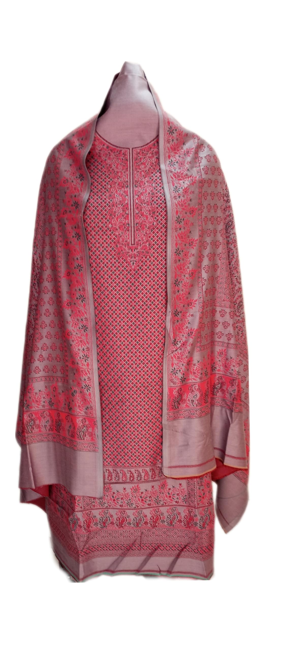 Women's latest suit Woolen designer Winter Kashmiri Kani Suit with Salwar and Shawl with zari work(Unstitched woollen Fabric Set) kurta pant set dress material by pure pashmina wooltex-image-45