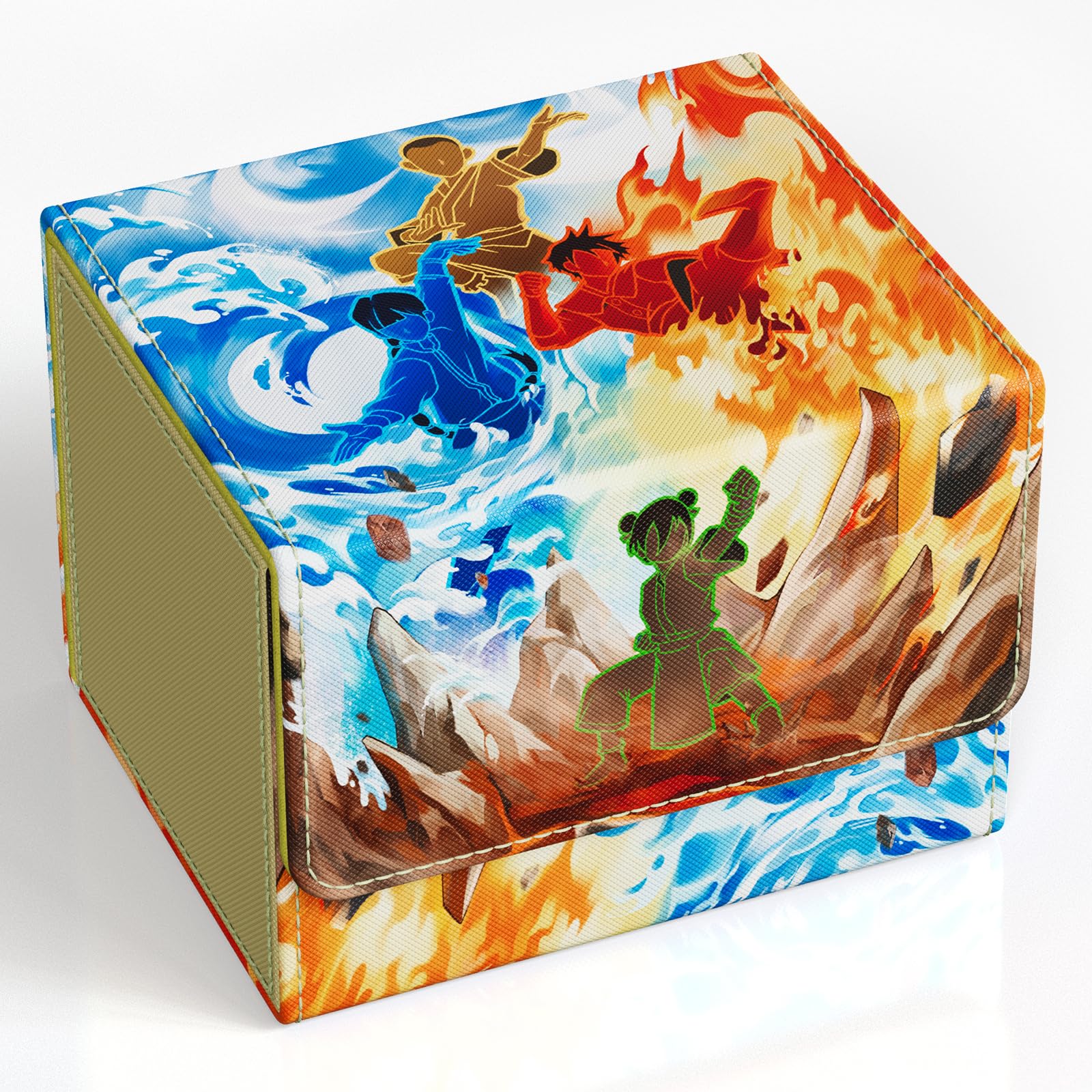 UAONO Card Deck Box for MTG, Trading Cards Storage Box Holds 120+ Sleeved Commander Deck, PU Leather Card Box Suits TCG Magic with 2 Dividers (Chinese Style)