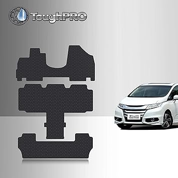 TOUGHPRO Floor Mats Accessories 1st + 2nd + 3rd Row Compatible with Honda  Odyssey (7 Seater) All Weather Heavy Duty (Made in USA) Black Rubber 2011  