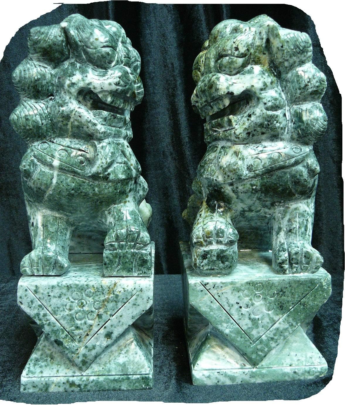 Pair of 10" Jade Foodogs Foo Lions Hj024
