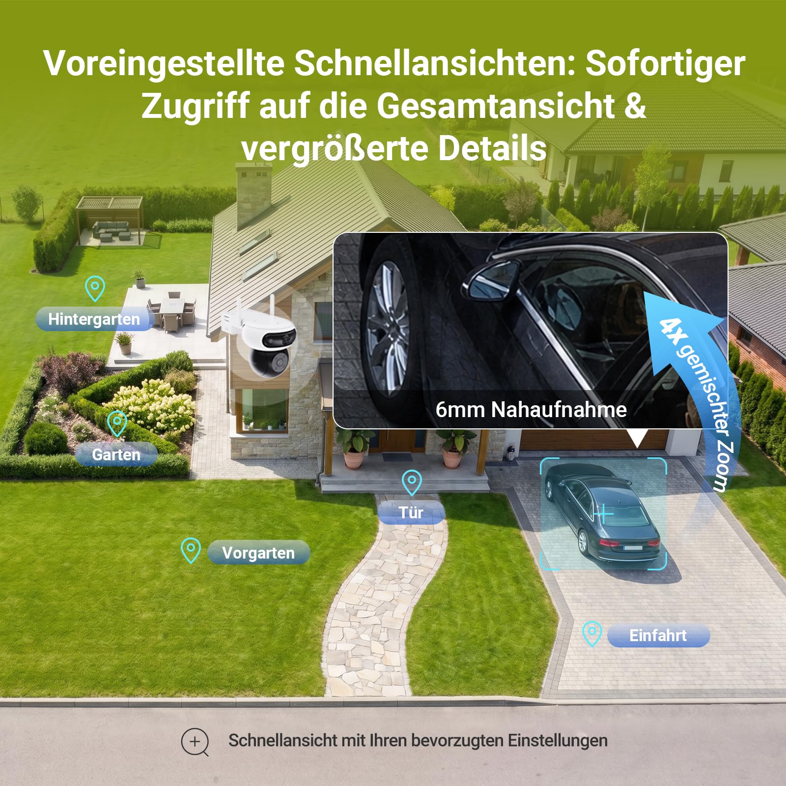 EZVIZ 3K+3K Akku Überwachungskamera Aussen mit 8W Solarpanel CB90 Dual | Dual-Objektiv, 10400mAh Batterie, Auto-Tracking, Farbnachtsicht, Personen/Fahrzeugerkennung, Zwei-Wege-Audio, Ohne Abo