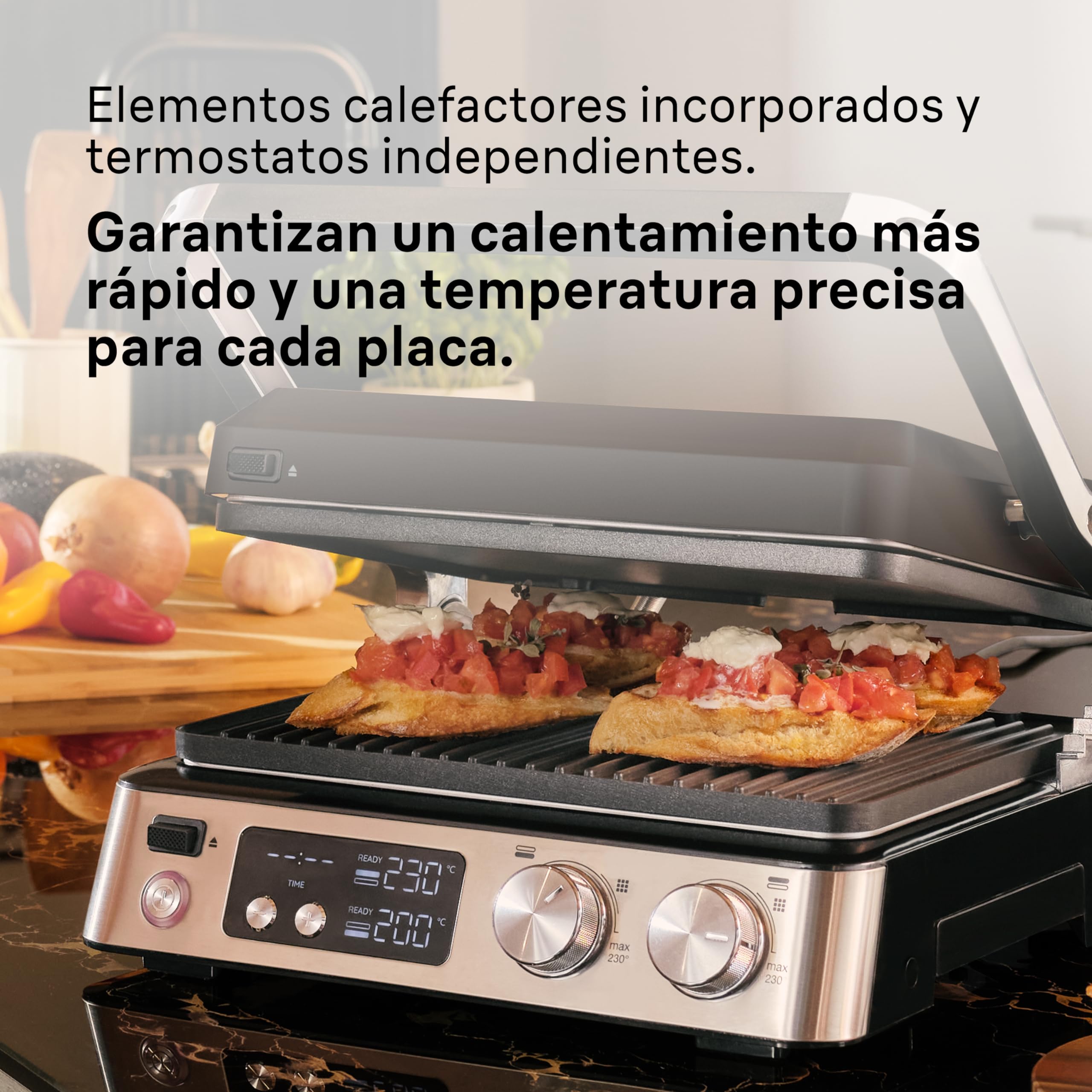 Braun MultiGrill 7 CG 7040, Plancha Cocina Eléctrica con Control Electrónico, 2 Termostatos Independientes, 3 Posiciones de Cocción, Placas Lavables en Lavavajillas, 2000 W, Negro/Acero Inoxidable