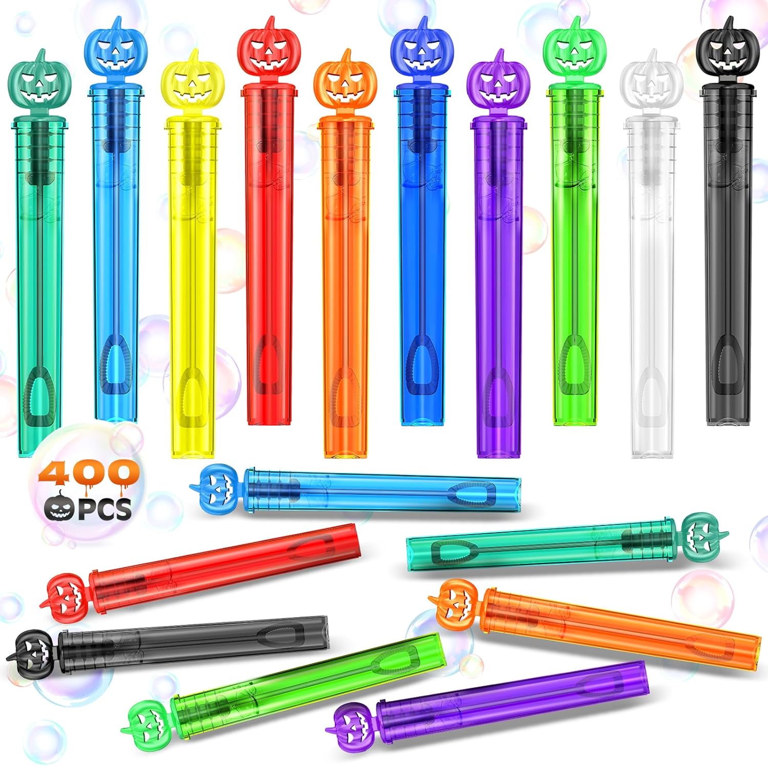 400 PCS Bubble Wands, Halloween Party Favors for Kids, Halloween Kids Goodie Bag Stuffers, Great Halloween Treats Toys, Girls Boys Classroom Prizes (10 Colors)