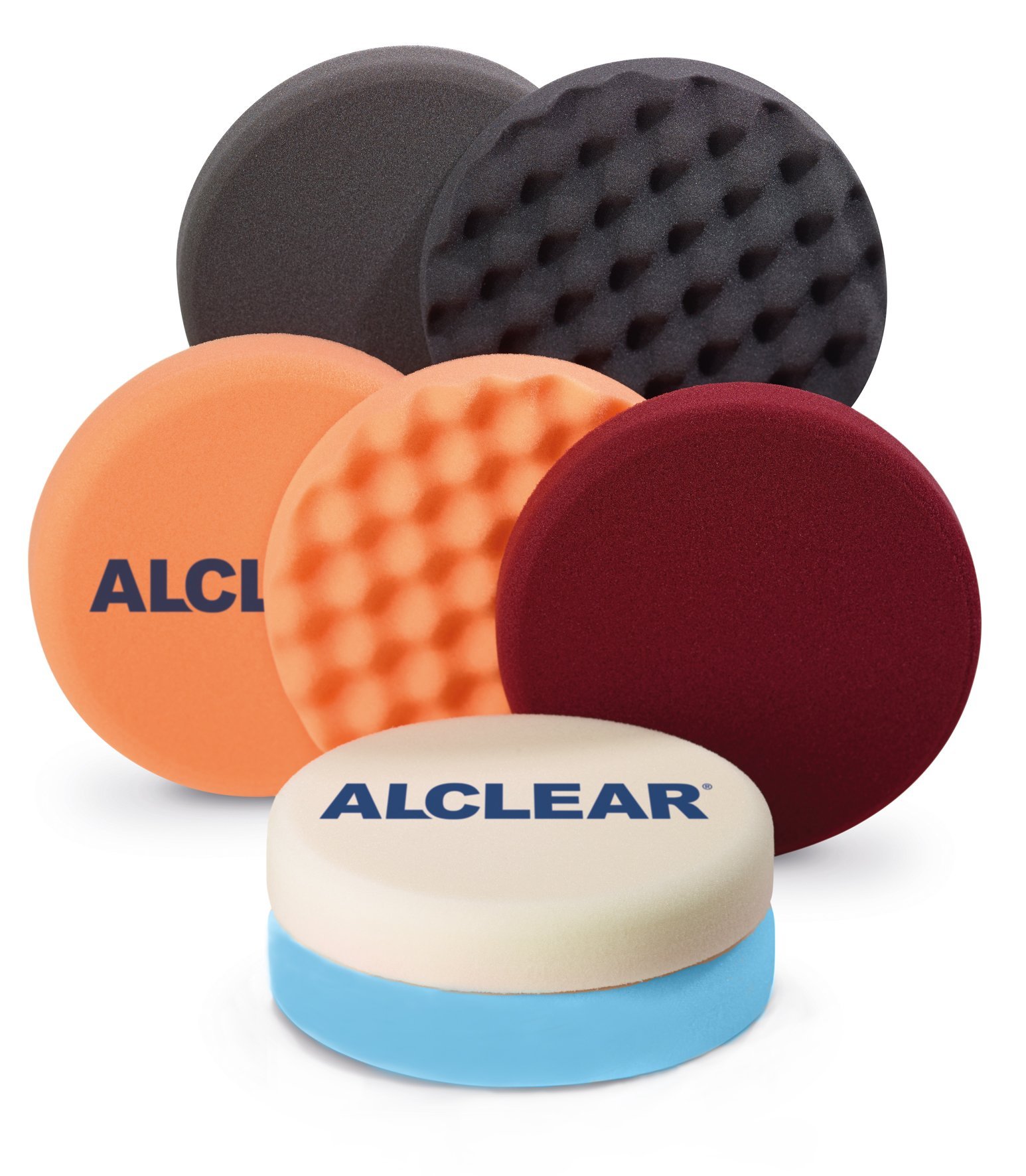 ALCLEAR 8201200 Polierpad Probierset, Polierschwämme für Autopolitur mit Poliermaschine, Autopflege Set, Kratzer entfernen Lack