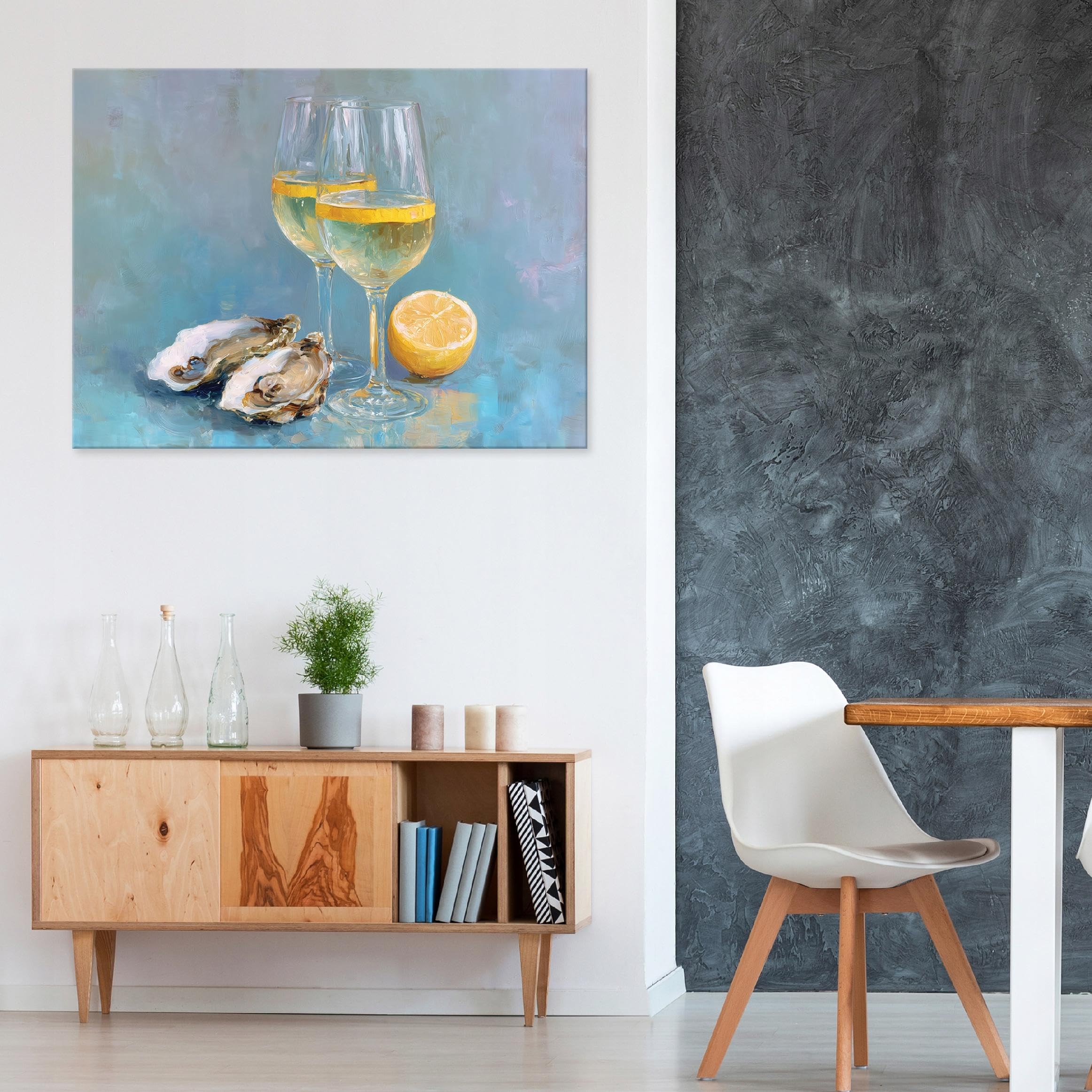 Forwall Leinwand Bilder Abendessen Austern 120 x 80 cm | Bild auf leinwand, Leinwandbilder, Wandbild XXL groß, Wandbilder für Wohnzimmer, Schlafzimmer, Wohnzimmerbilder