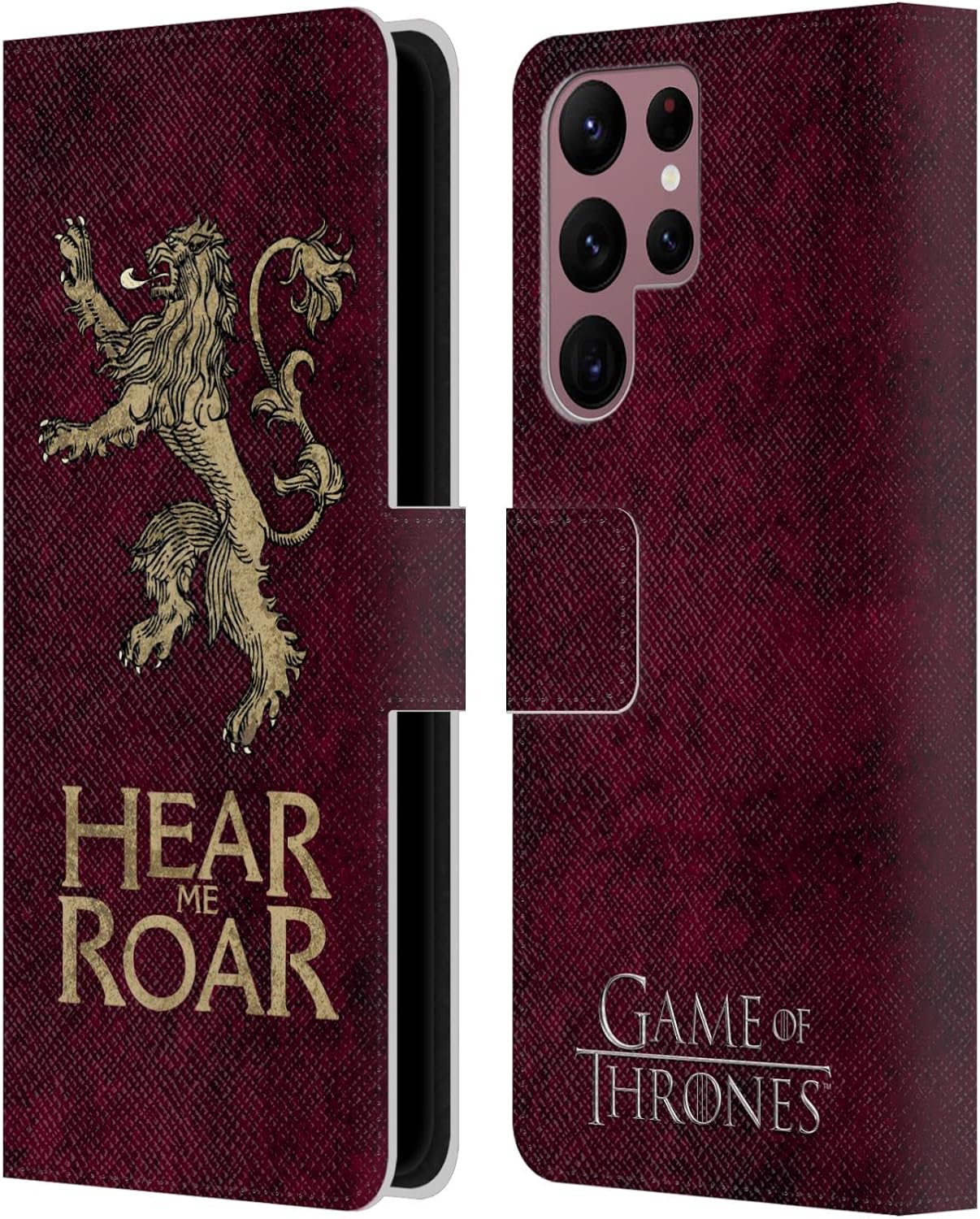 Head Case Designs Officially Licensed HBO Game of Thrones Lannister Dark Distressed Look Sigils Leather Book Wallet Case Cover Compatible with Samsung Galaxy S22 Ultra 5G