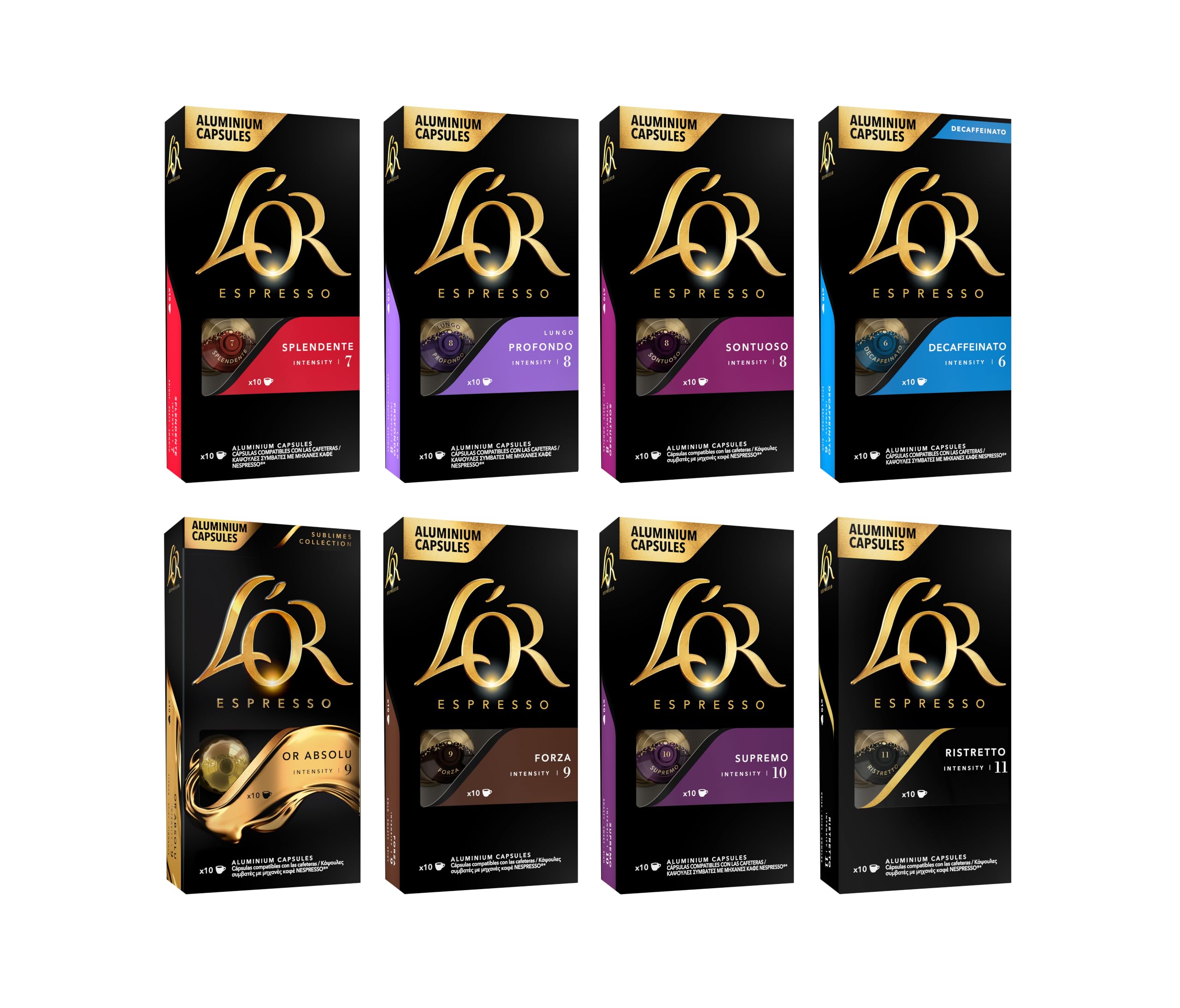Surtido L'OR Espresso 80 Cápsulas de Aluminio de 8 Variedades