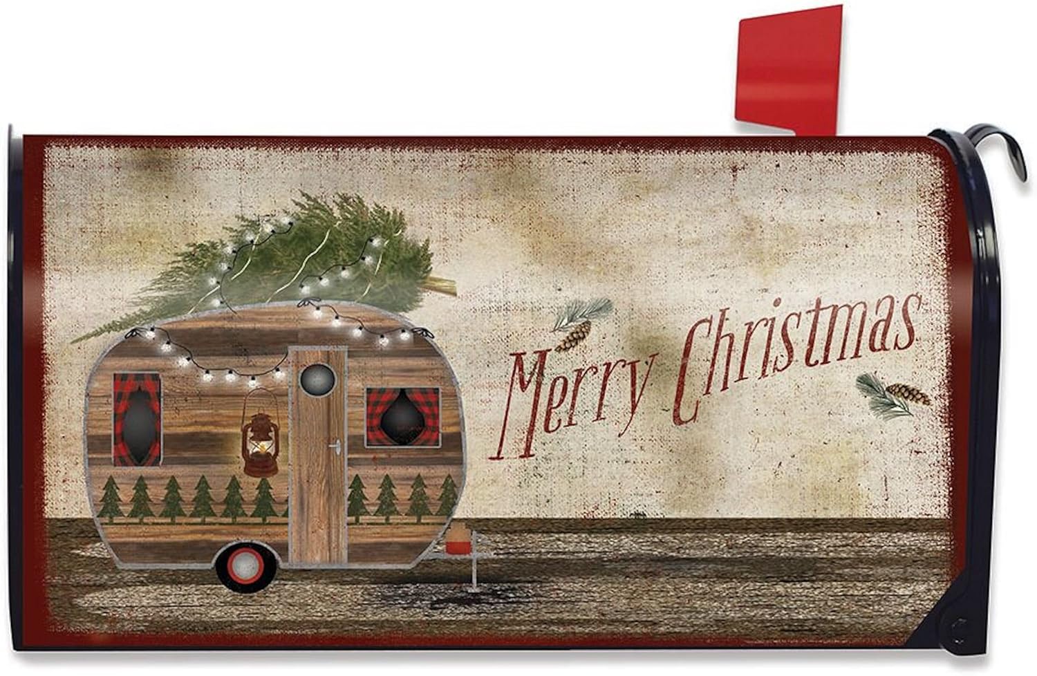 Briarwood Lane Merry Christmas Camper Magnetic Mailbox Cover Primitive Holiday Standard