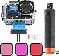 Vista 12 de FitStill 196FT/60M Estuche Impermeable y 3 Filtros y Juego de Palanca Flotante Compatible con DJI Osmo Action 5 Pro Action 4 Action 3, Cubierta
