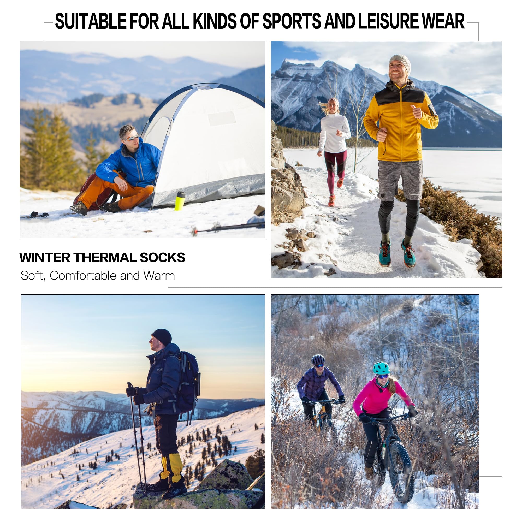 Closemate 5 Paia Spessore Termiche Invernali Calze Uomo Donna Calzini per Stivali Traspiranti Cotone Elasticità Spugna Intera Lunghe Calzini Uomo da Lavoro