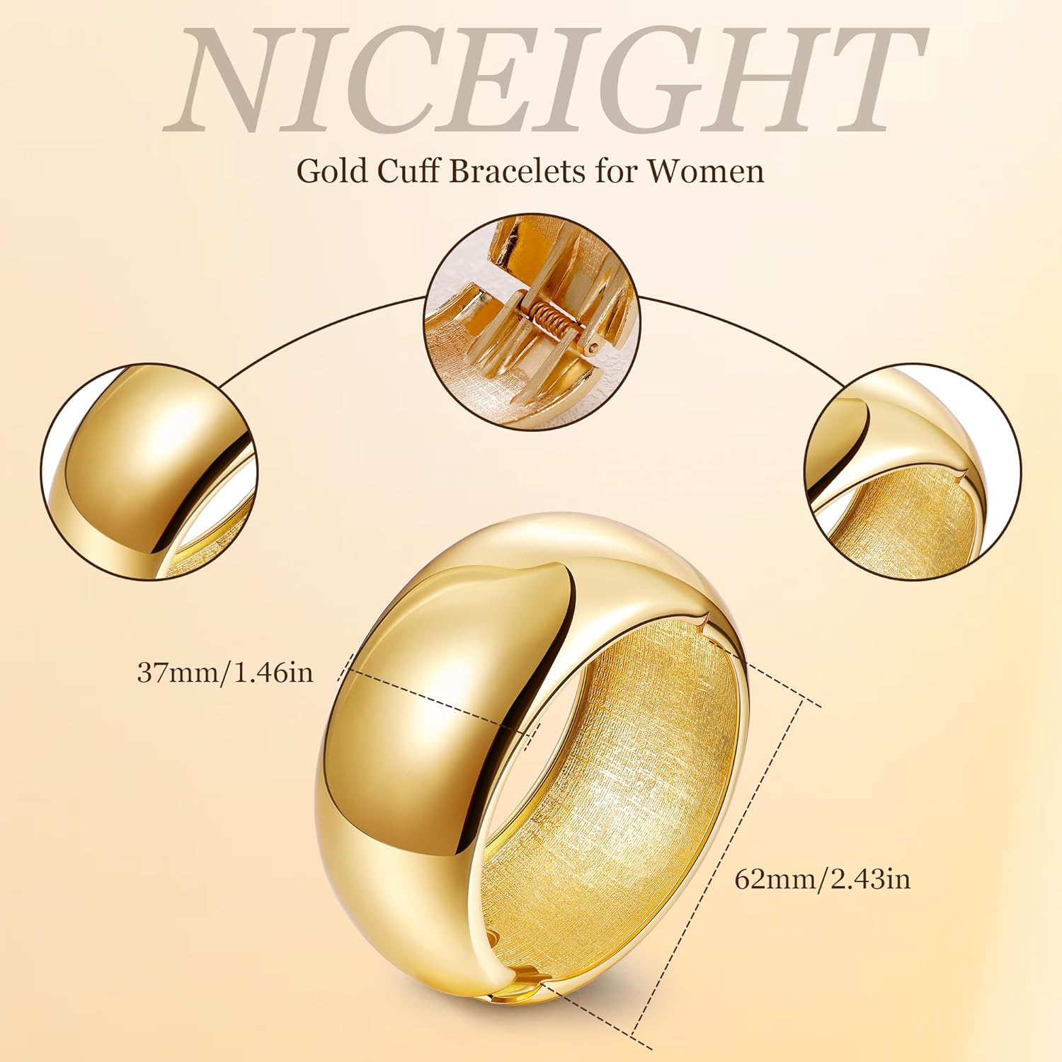 18K Gold Plated Chunky Bangle Bracelets for Women Gold Wide Cuff Bangle Bracelet Hammered Minimalist Thick Gold Wrist Wrap Bracelets - Image 4