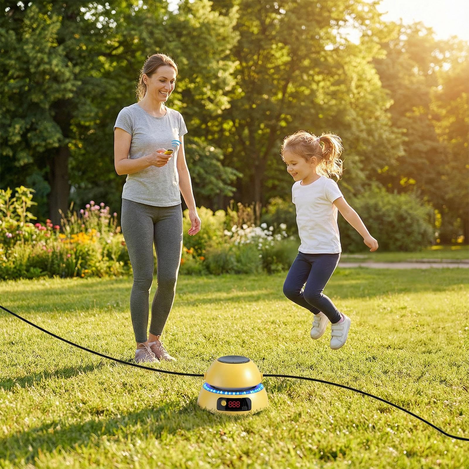 Corde à sauter | 1 à 10 niveaux de vitesse | Corde à sauter électronique avec télécommande | Pour la maison, les adultes, les enfants, les hommes, les femmes, les sports de plein air