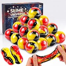 24 Pack Galaxy Slime Ball Party Favors, Soft Stretchy Non-Sticky Stress Relief Toy for Kids, Birthday Gifts for Boys and Girls, Classroom Rewards