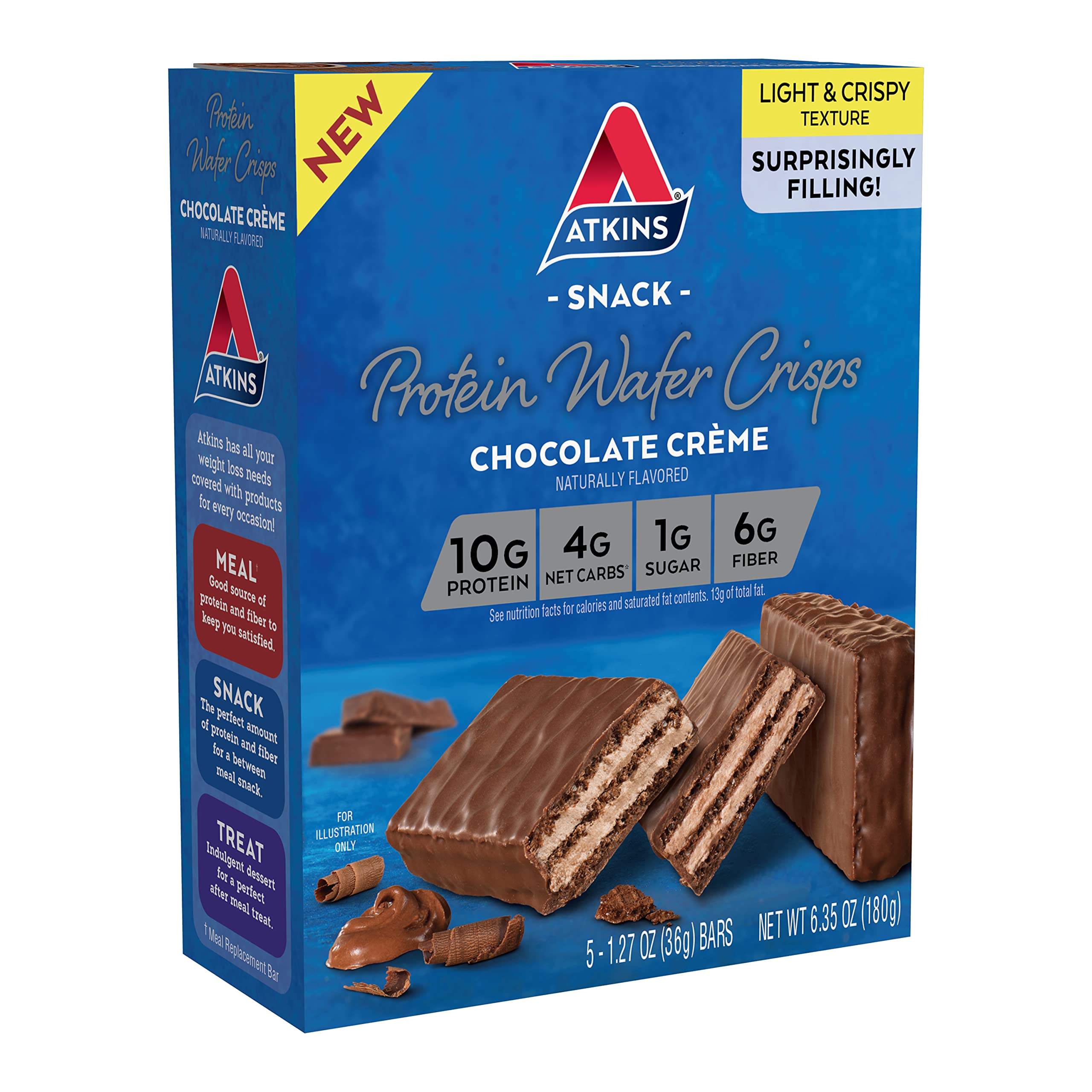 Buy Atkins Protein Wafer Crisps, Chocolate Crème, Keto Friendly, 5