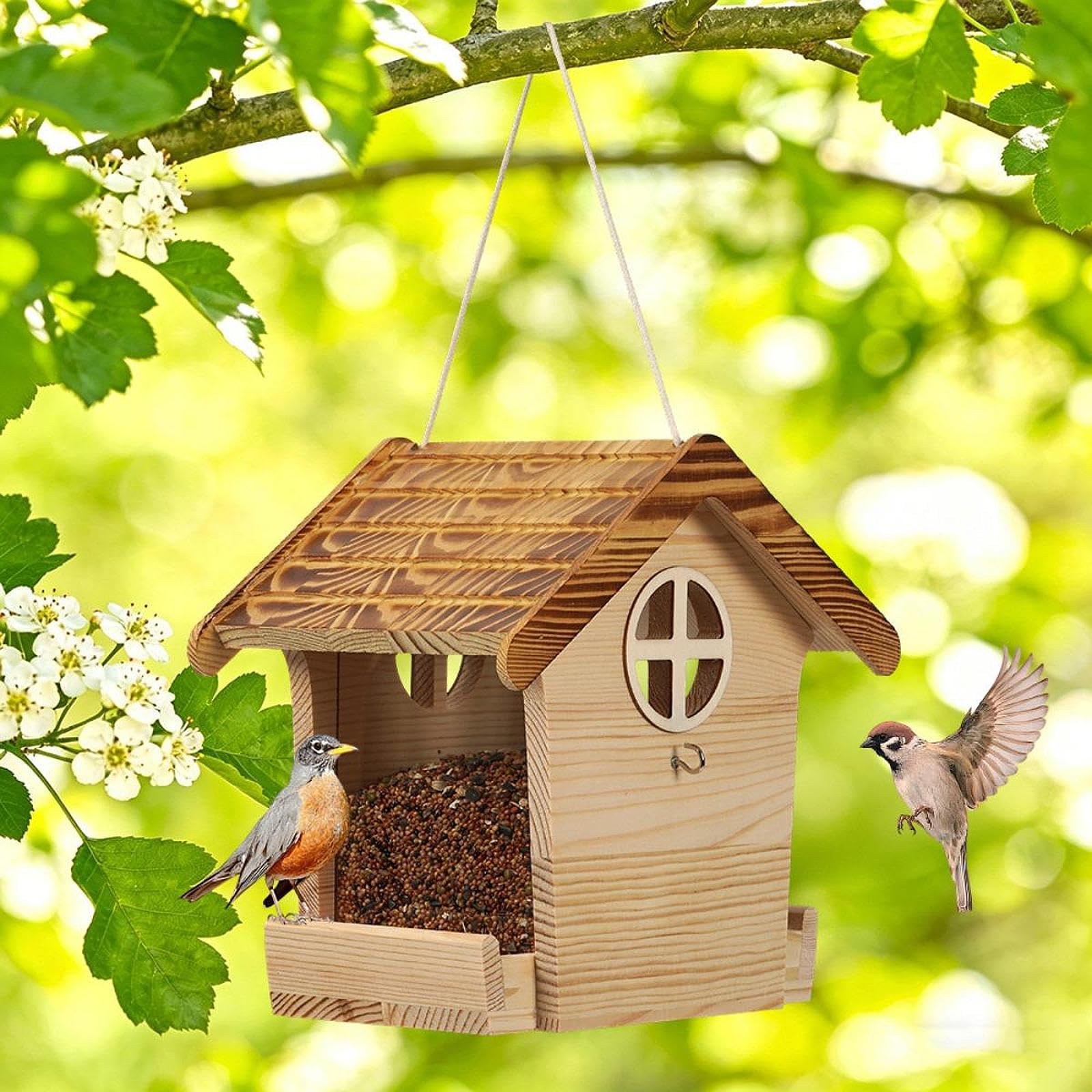 Mangiatoia per Uccelli da Appendere, Ornamento Versatile E Compatto per Prato, Giardino E