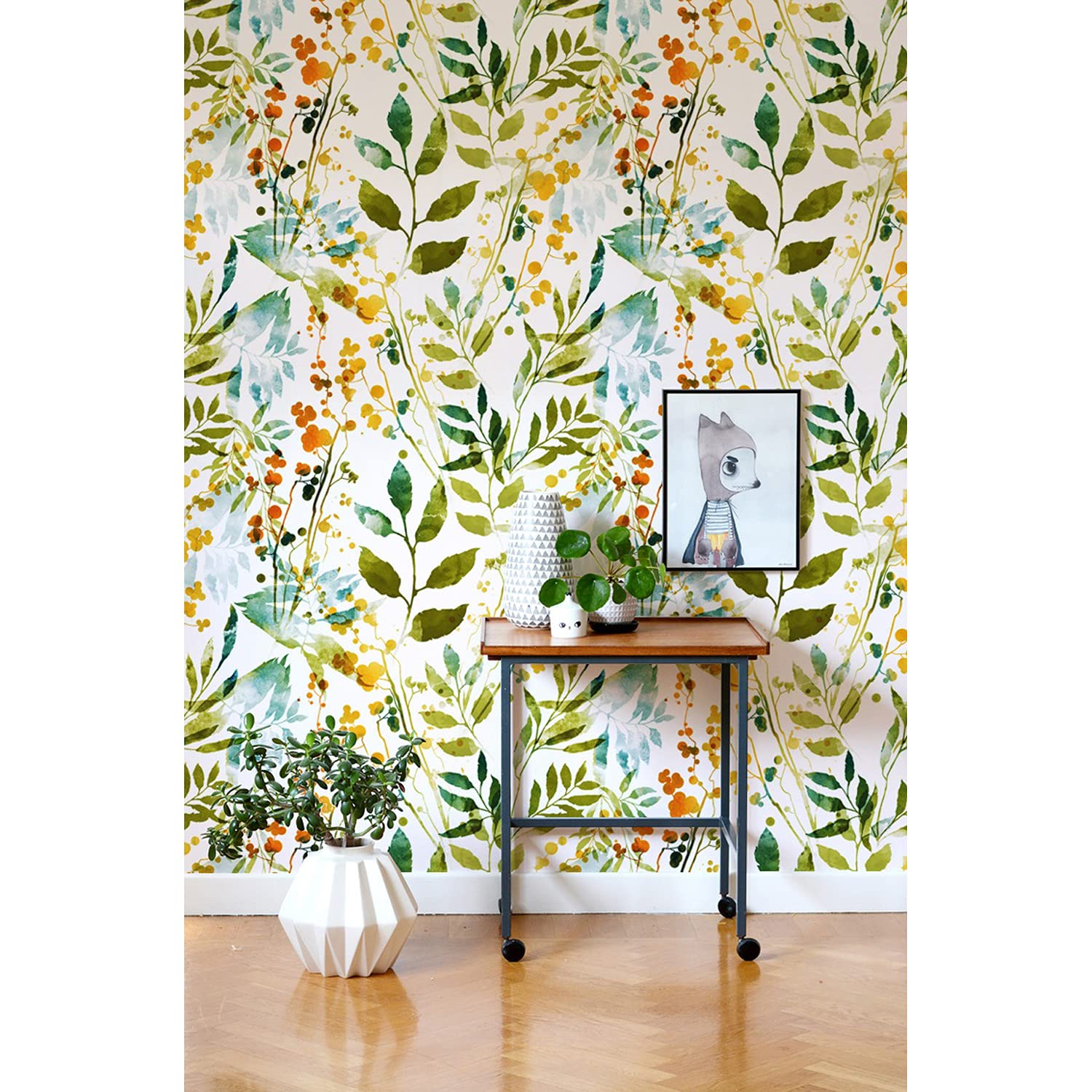 Papier peint floral boho 208x146 cm auto-adhésif Magic-Stick pour déco meuble et mur