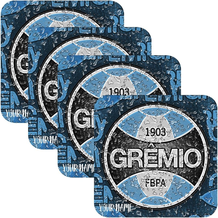 Azty Designs Set 4 Personalized Custom Coaster Water Drops Glossy Liga Brasil Futbol Soccer