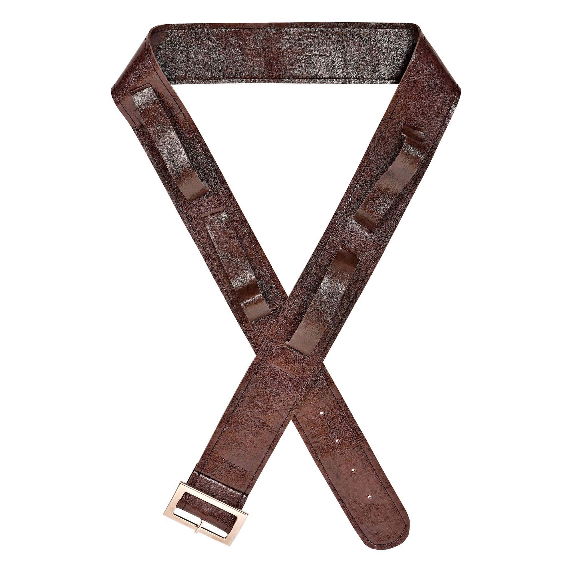 Widmann 09834 - Faux Leather Belt with 4 Holsters for Swords and Weapons, Adult Unisex, Middle Ages, Knights, Pirates, Carnival, Brown Color