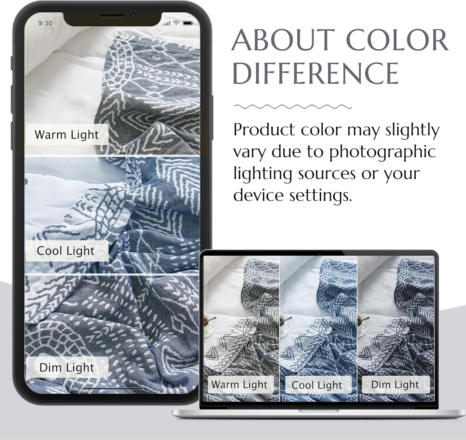 JINCHAN Boho 100% Cotton Muslin Blanket 3-Layer Twin Size Geometric Lightweight Reversible Soft Cozy Throw for Couch Sofa Bed All Season Coverlet Ideal Gift Bedroom Living Room Decor Blue 60x80 Inches - Image 7