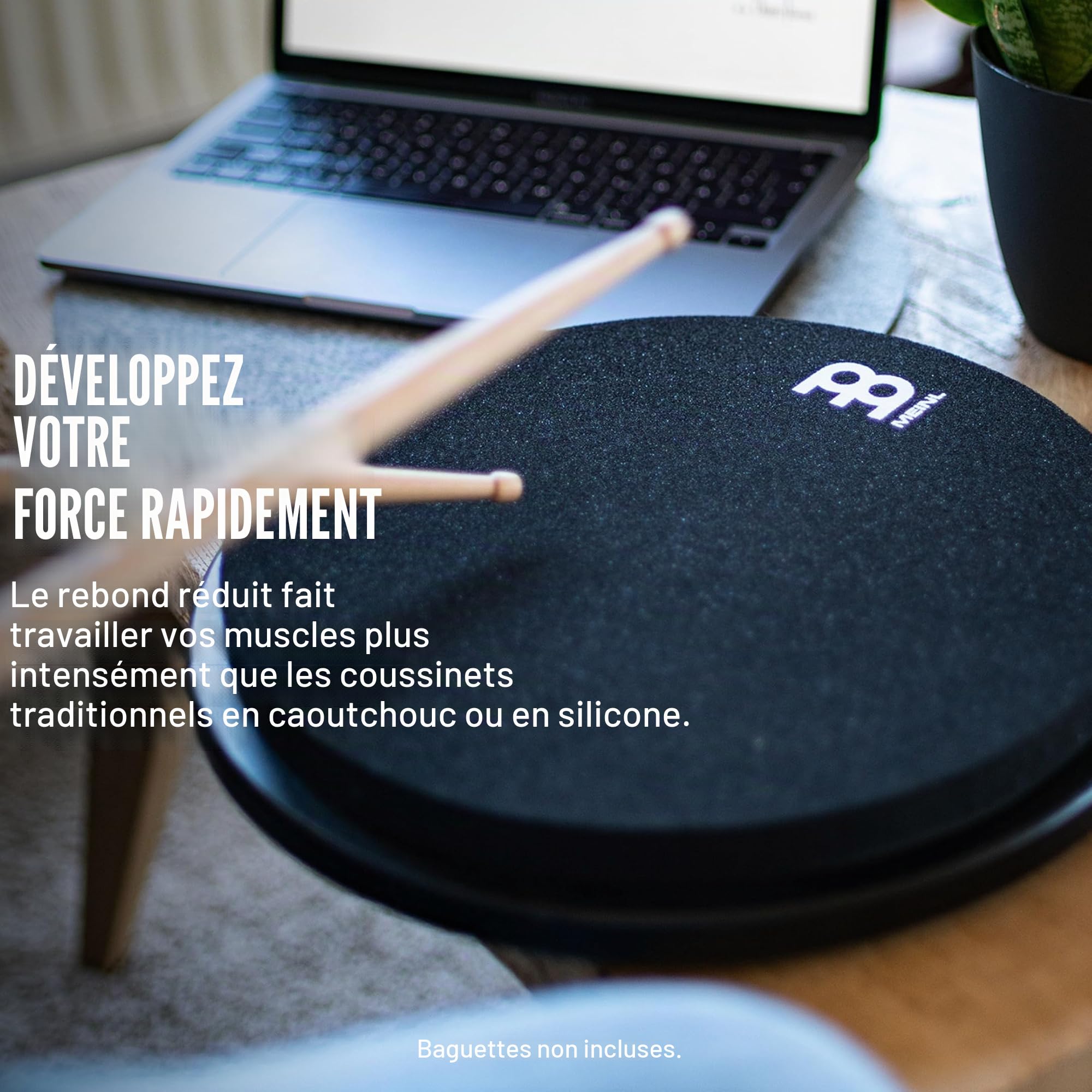 Meinl 12" Marshmallow Pad Black Base | Montage sur pied, son de collage presque silencieux, rebond réduit, pour les batteurs de tous niveaux de compétence