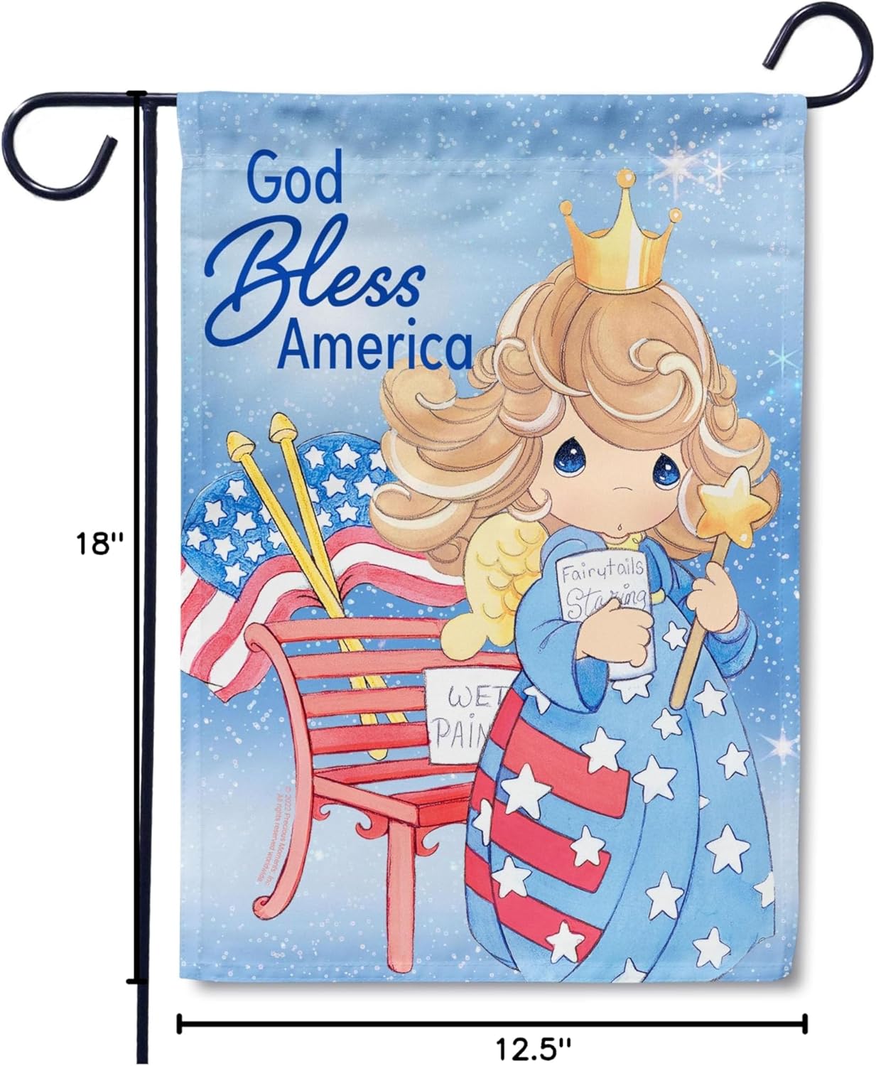 Flagology, Precious Moments God Bless America – Garden Flag 12" x 18", Outdoor Flag, Exclusive Premium Fabric, Licensed Precious Moments, Patriotic, July 4th