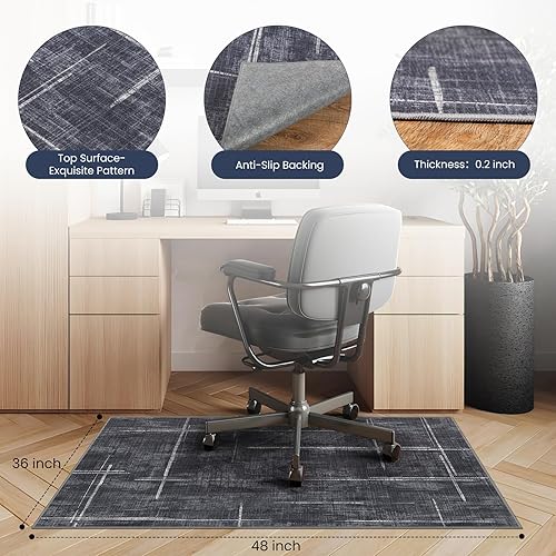 Miniatura 2 de Tapete para silla de oficina para suelo de madera dura y azulejos, 36" x 48" tapete resistente para silla de escritorio para suelos duros, alfombra