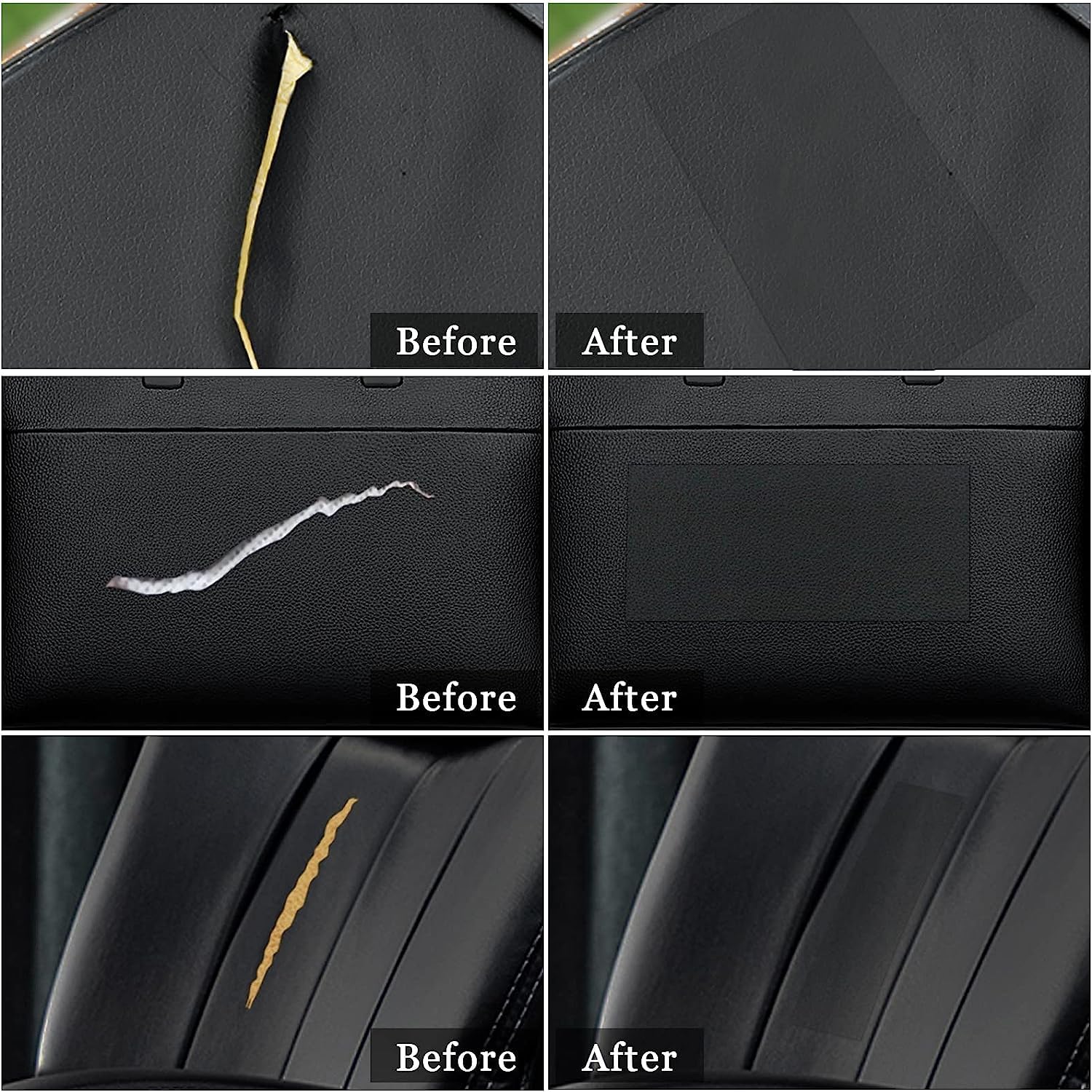 FYCAN Repair Tape Self-Adhesive for Furniture Sofas Car Seats Chair Couches Handbags Jackets Decorative Home Hotel Wall Fabric Material Sheets for Chairs Sofa Handbag Car Seats Waterproof 2pcs(Black) 4