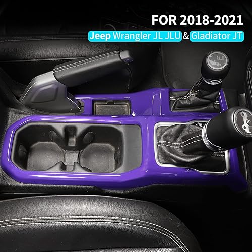 Vista 32 de JeCar Cubierta de panel para palanca de cambios de palanca de cambios de consola central para Jeep Wrangler JL JLU Gladiator JT 2018-2025+ Textura