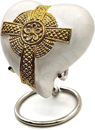 Miniatura 9 de Urna de recuerdo de corazón con cruz de Jesús, mini urna pequeña de cremación hecha a mano para cenizas, perfecta para adultos y bebés, homenaje a