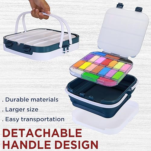 Miniatura 4 de DUGATO Caja de paleta de almacenamiento de pintura hermética de 20 pocillos  Caja grande de contenedor de pintura de 9.4 x 10.5 x 3.9 pulgadas con