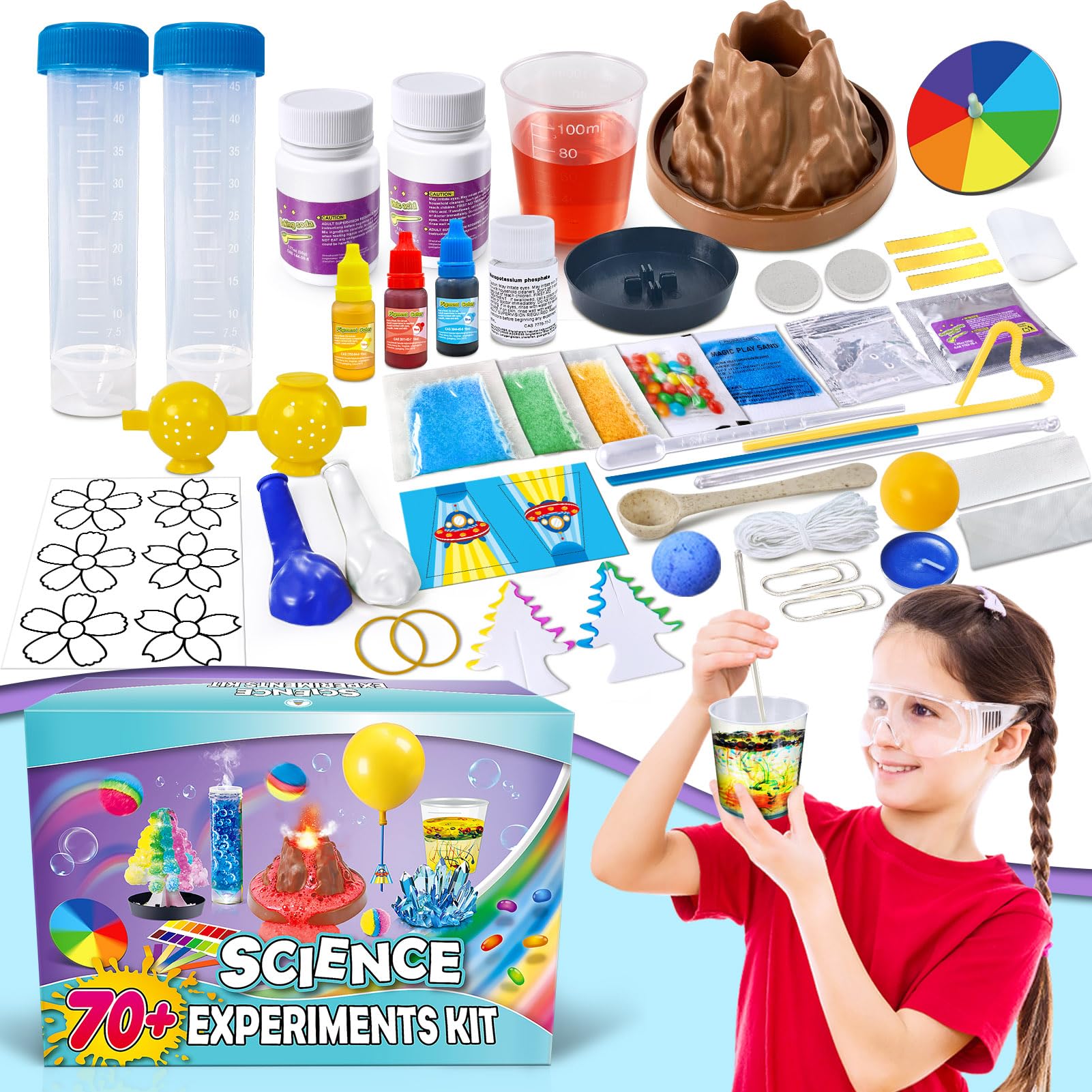 UNGLINGA Plus de 70 kits d'expériences pour enfants, volcan et construction chimique